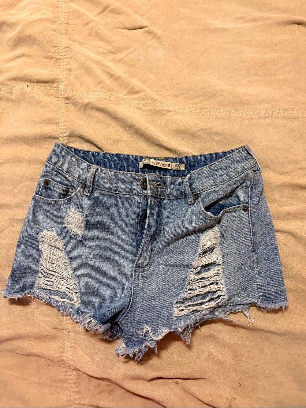 Highway Jeans Light Blue Distressed Denim Shorts